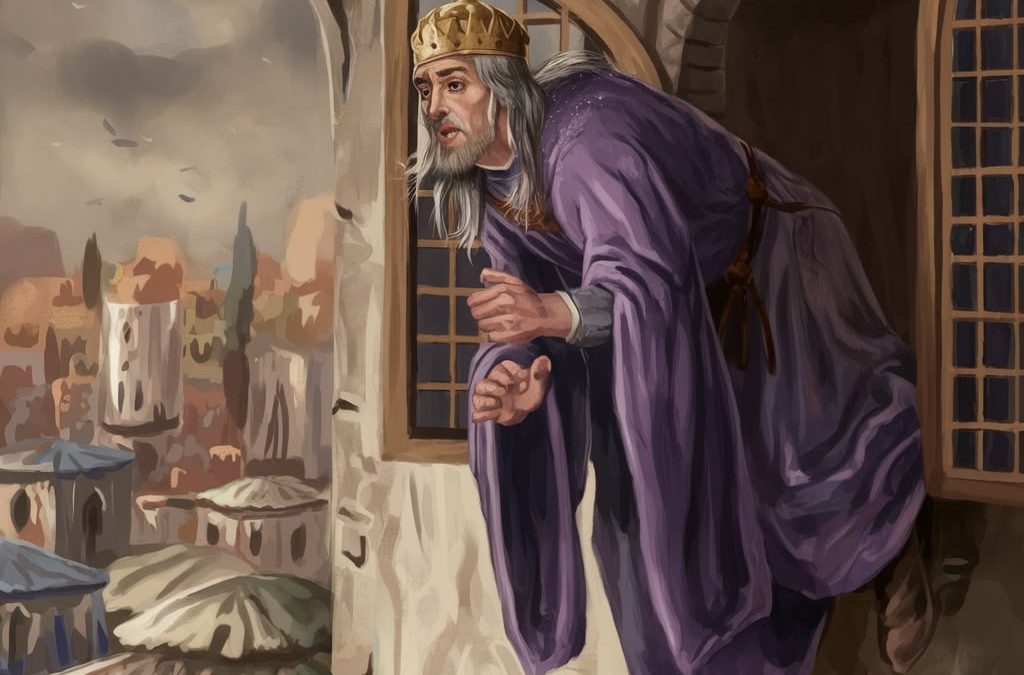 King Thoros trying to escape from the tower in Edessa